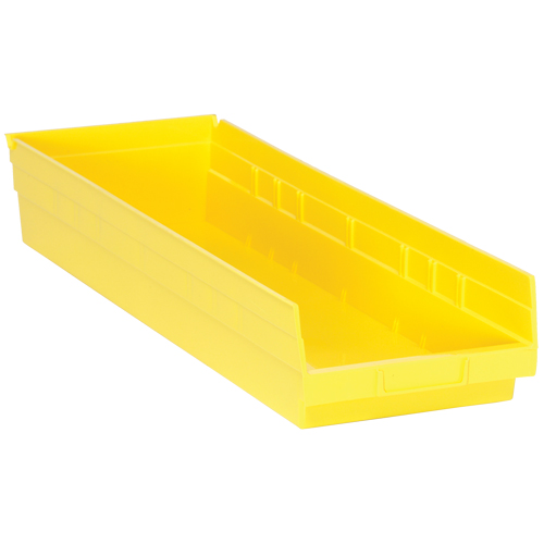 Bacs de rangement pour tablettes, 8-3/8" la x 4" H x 23-5/8" p, Jaune, Capacit&eacute; 50 lb Oxymax Inc