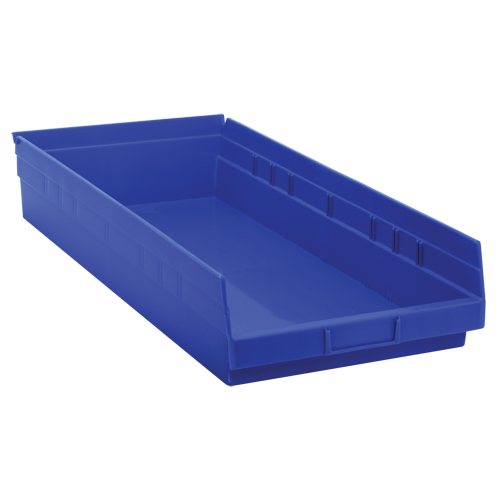 Bacs de rangement pour tablettes, 11-1/8" la x 4" H x 23-5/8" p, Bleu, Capacit&eacute; 50 lb Oxymax Inc