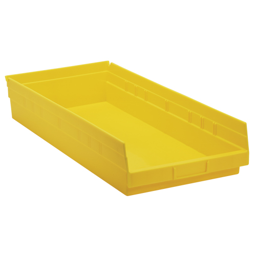 Bacs de rangement pour tablettes, 11-1/8" la x 4" H x 23-5/8" p, Jaune, Capacit&eacute; 50 lb Oxymax Inc