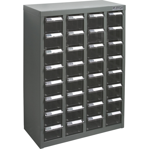 KPC-500 Parts Cabinet, Galvanized Steel, 32 Drawers, 18-1/10" x 8-7/10" x 25-3/5", Grey Oxymax Inc