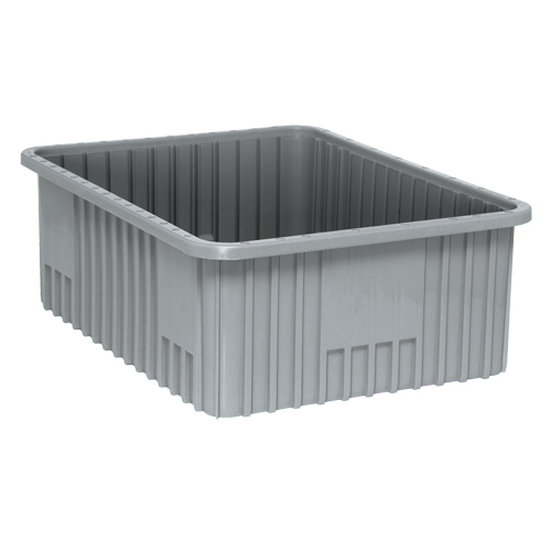 Contenants Divider Box, Plastique, 22,5" la x 17,5" p x 8" h, Gris Oxymax Inc