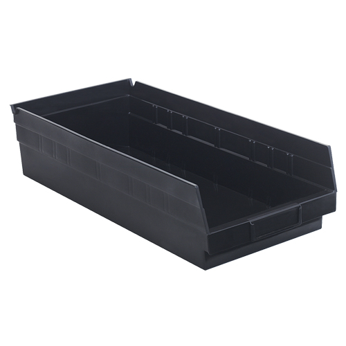 Economy Shelf Bin, 8-3/8" W x 4" H x 17-7/8" D, Black Oxymax Inc