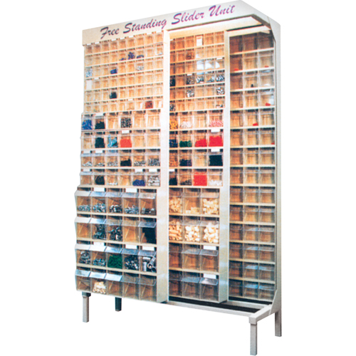 Free Standing Slider System, 48" W x 18" D x 77" H, 56 Bins Oxymax Inc