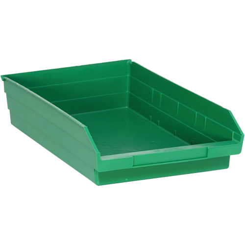 Shelf Bins, 11-1/8" W x 4" H x 17-7/8" D, Green, 40 lbs. Capacity Oxymax Inc
