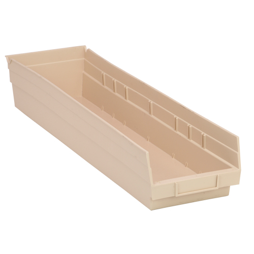 Economy Shelf Bin, 6-5/8" W x 4" H x 23-5/8" D, Ivory Oxymax Inc