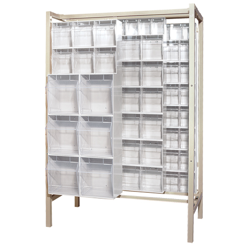 Free-Standing Tip-Out Bins Slider System, 51-1/4" W x 26" D x 77" H, 101 Drawers Oxymax Inc
