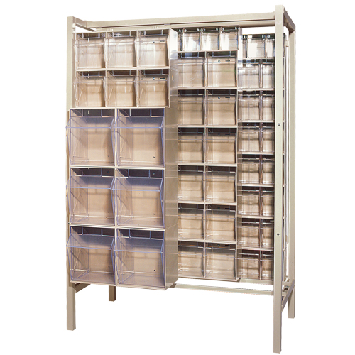 Free-Standing Tip-Out Bins Slider System, 51-1/4" W x 26" D x 77" H, 101 Drawers Oxymax Inc