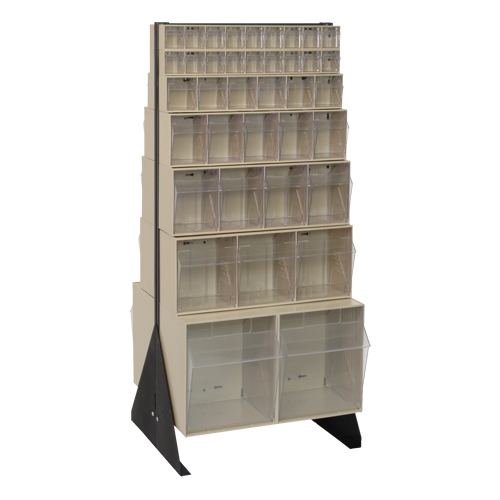 Tip-Out Bins Stand, 23-5/8" W x 16" D x 52" H, 76 Drawers Oxymax Inc