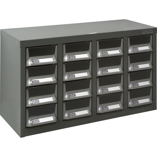 KPC-400 Parts Cabinet, Galvanized Steel, 16 Drawers, 23-1/10" x 8-7/10" x 13-4/5", Grey Oxymax Inc
