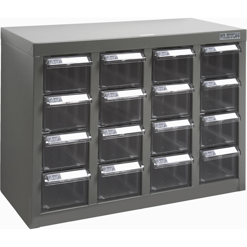 KPC-500 Parts Cabinet, Galvanized Steel, 16 Drawers, 18-3/10" x 8-7/10" x 13-4/5", Grey Oxymax Inc