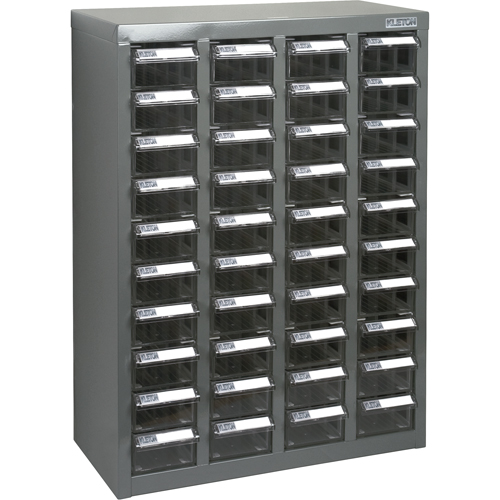 KPC-600 Parts Cabinet, Galvanized Steel, 40 Drawers, 18-3/10" x 8-7/10" x 25-3/10", Grey Oxymax Inc