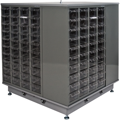 KPC-600 Parts Cabinet, Galvanized Steel, 40 Drawers, 18-3/10" x 8-7/10" x 25-3/10", Grey Oxymax Inc