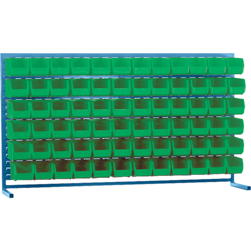 Louvered Rack with Bins, 72 Bins, 72" W x 15" D x 40" H Oxymax Inc