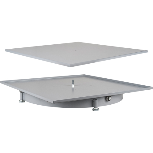 Carrousel de casiers &agrave; tiroirs industriels & robustes, Acier, 27-1/2" la x 27-1/2" p x 4" h, Gris Oxymax Inc