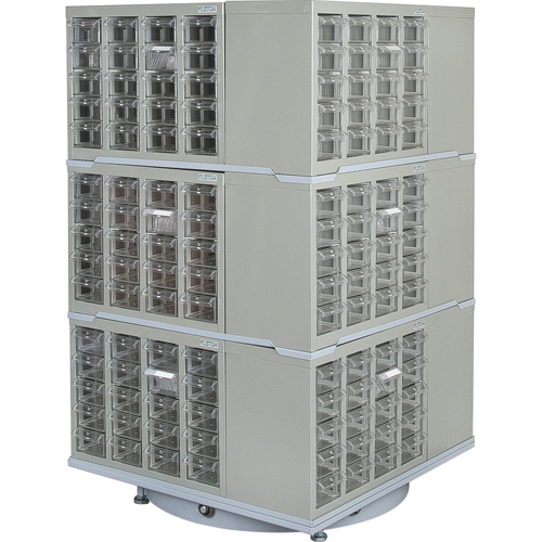 Heavy-Duty Industrial Carousel Drawer Cabinet, Steel, 240 Drawers, 27" W x 27" D x 48" H, Grey Oxymax Inc