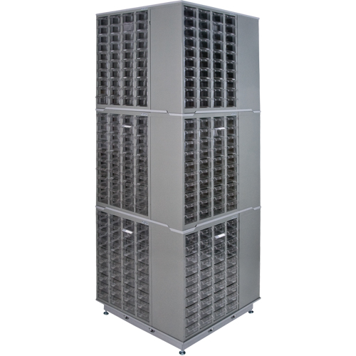 Heavy-Duty Industrial Carousel Drawer Cabinet, Steel, 480 Drawers, 27" W x 27" D x 80" H, Grey Oxymax Inc