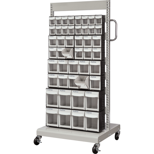 Mobile Tilt Bin Rack, Single-sided, 46 bins, 26-1/4" W x 22" D x 57-1/2" H Oxymax Inc