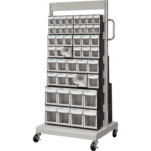 Mobile Tilt Bin Rack, Double-sided, 92 bins, 26-1/4" W x 22" D x 57-1/2" H Oxymax Inc