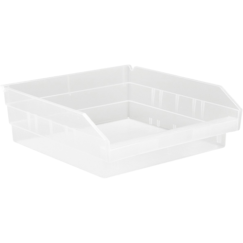Shelf Bins, 11-1/8" W x 4" H x 11-5/8" D, Clear, 30 lbs. Capacity Oxymax Inc