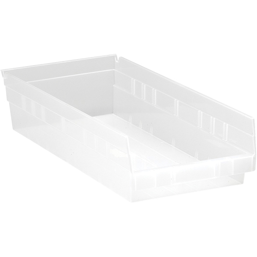 Shelf Bins, 8-3/8" W x 4" H x 17-7/8" D, Clear, 40 lbs. Capacity Oxymax Inc
