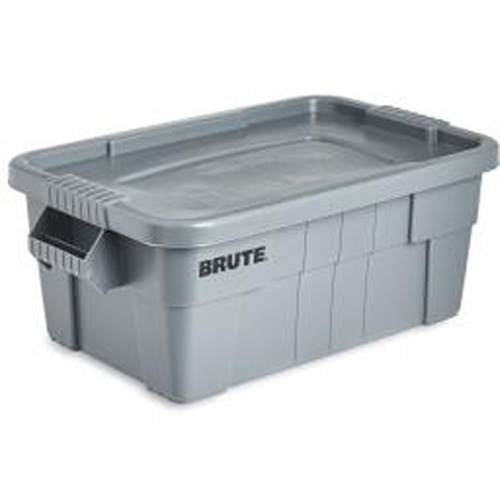 Bac de stockage Brute avec couvercle, 27,88” p x 16,5” la x 10,7" h, Capacit&eacute; 112 lb, Gris Oxymax Inc