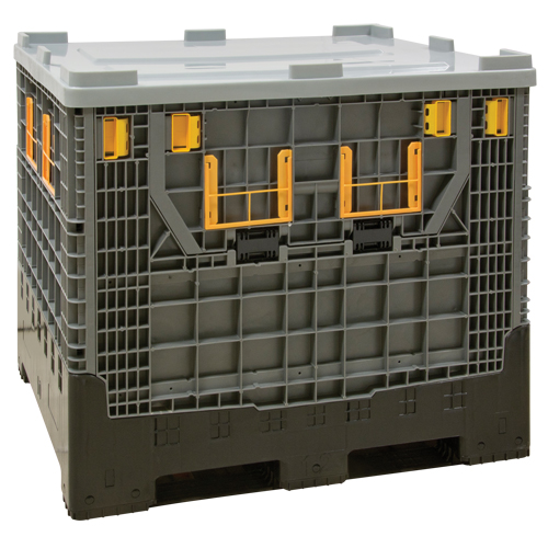 Collapsible Bulk Container, 47.2" L x 39.4" W x 39.4" H, Grey Oxymax Inc