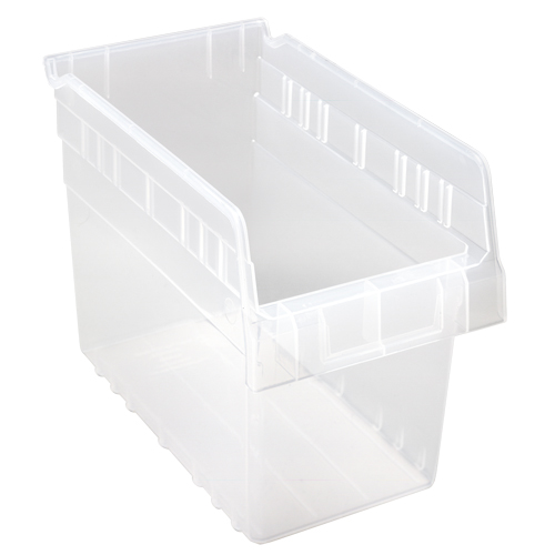 Store-Max Shelf Bins, 6-5/8" W x 8" H x 11-5/8" D, Clear, 44 lbs. Capacity Oxymax Inc