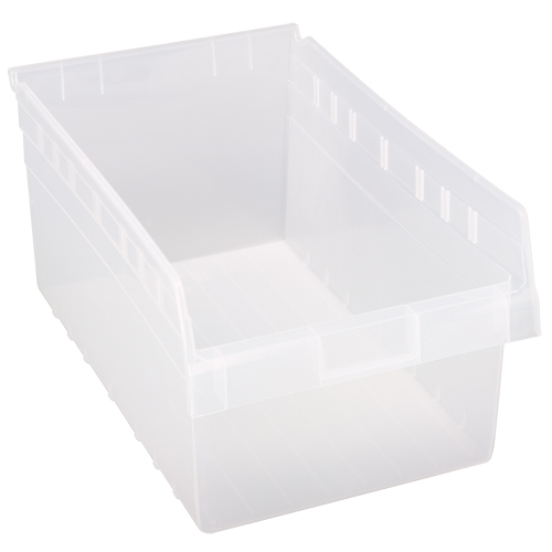 Store-Max Shelf Bins, 11-1/8" W x 8" H x 17-7/8" D, Clear, 56 lbs. Capacity Oxymax Inc