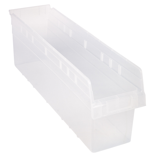 Store-Max Shelf Bins, 6-5/8" W x 8" H x 23-5/8" D, Clear, 68 lbs. Capacity Oxymax Inc