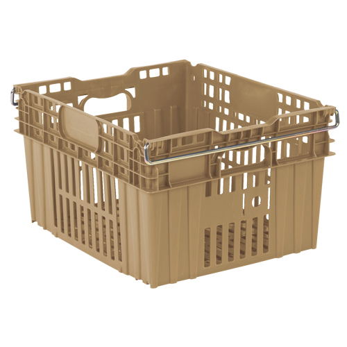 Agricultural Plastic Stack-N-Nest Container, 20" x 24" x 13.4", Beige Oxymax Inc