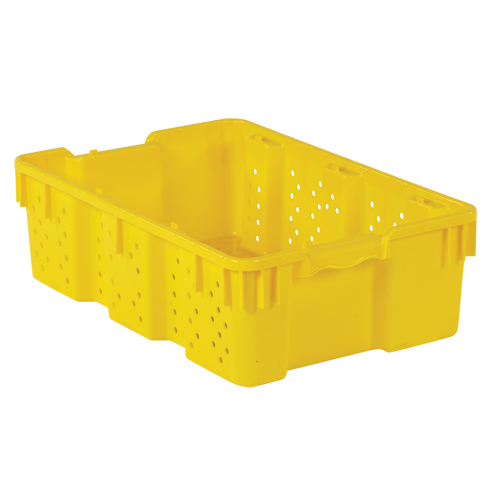 Agricultural Plastic Stack-N-Nest Container, 16" x 23.9" x 7.3", Yellow Oxymax Inc