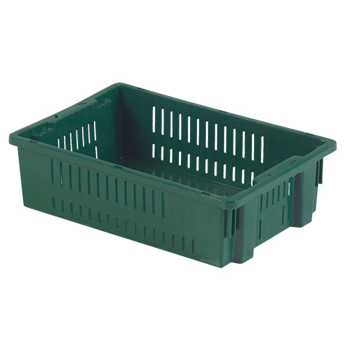 Contenant en plastique empilable Stack-N-Nest pour l'agriculture, 13,1" x 19,7" x 5,6", Vert Oxymax Inc