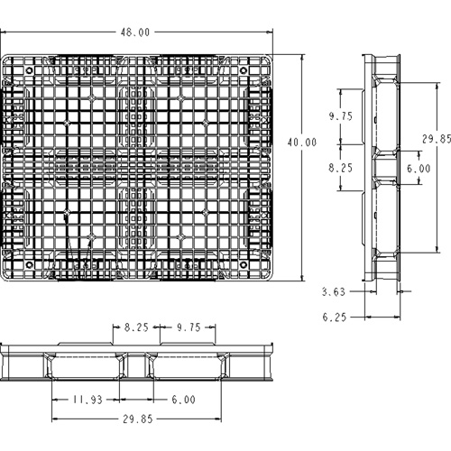 Palette en plastique RackoCell, Acc&egrave;s de Quatre c&ocirc;t&eacute;s, 48" lo x 40" la x 6-1/3" h Oxymax Inc