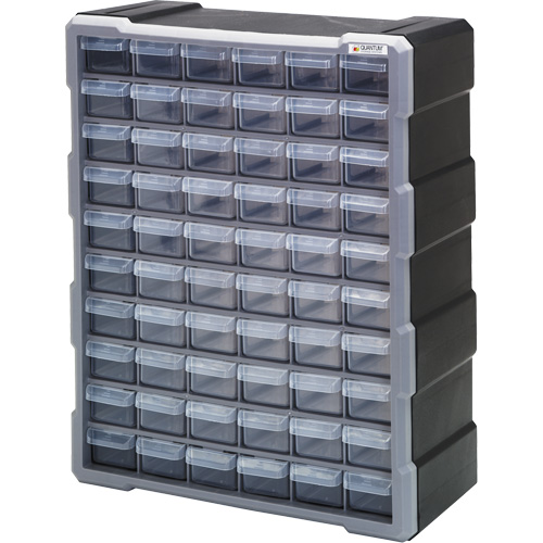 Drawer Cabinet, Plastic, 60 Drawers, 15" x 6-1/4" x 18-3/4", Black Oxymax Inc