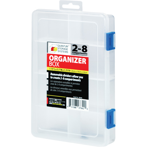 Plastic Compartment Box, 5.5" W x 7.75" D x 1.75" H, 8 Compartments Oxymax Inc