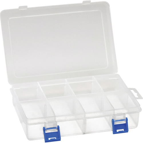 Plastic Compartment Box, 5.5" W x 7.75" D x 1.75" H, 8 Compartments Oxymax Inc