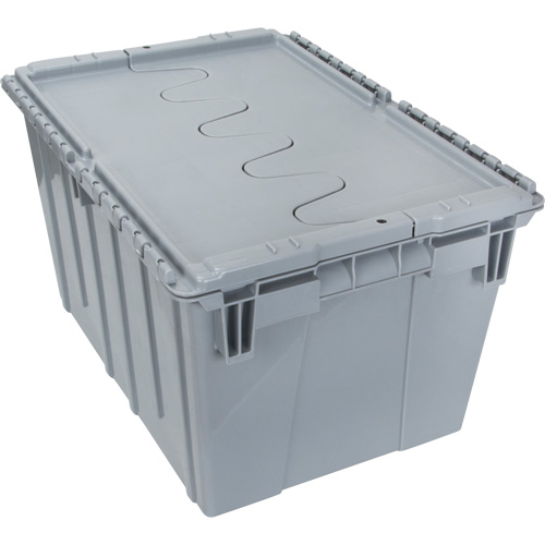 Contenant de distribution en plastique avec dessus basculant, 21,65" x 15,5" x 12,5", Gris Oxymax Inc
