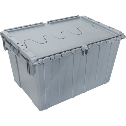 Contenant de distribution en plastique avec dessus basculant, 21,65" x 15,5" x 12,5", Gris Oxymax Inc