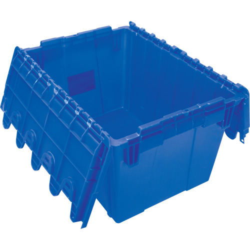 Flip Top Plastic Distribution Container, 21.65" x 15.5" x 12.5", Blue Oxymax Inc