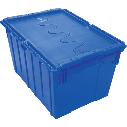 Flip Top Plastic Distribution Container, 21.65" x 15.5" x 12.5", Blue Oxymax Inc