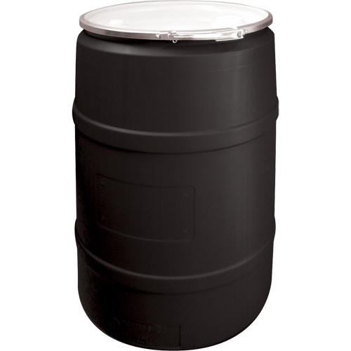 Polyethylene Drums, 55 US gal (45 imp. gal.), Open Top, Black Oxymax Inc