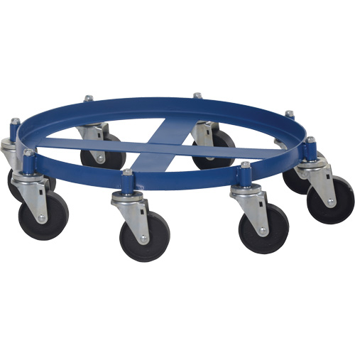 Octagon Drum Dolly, Steel, 2000 lbs. Capacity, 27-1/16" Diameter, Cast Iron Casters Oxymax Inc