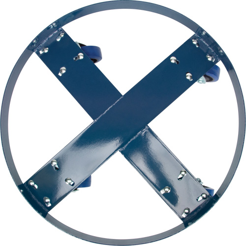 Chariot pour baril, Acier, Capacit&eacute;e 1400 lb, Diam&egrave;tre 24", Roue en &eacute;lastique bleu Oxymax Inc