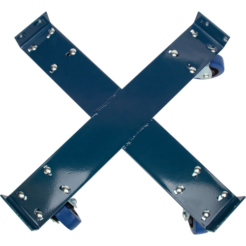 Drum Dolly, Steel, 1400 lbs. Capacity, 24" Diameter, Blue Elastic Casters Oxymax Inc