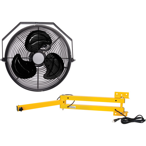 Trousse de ventilateur pour poste de travail industriel avec bras double verrouillable, Dia 12", 3 vitesses Oxymax Inc