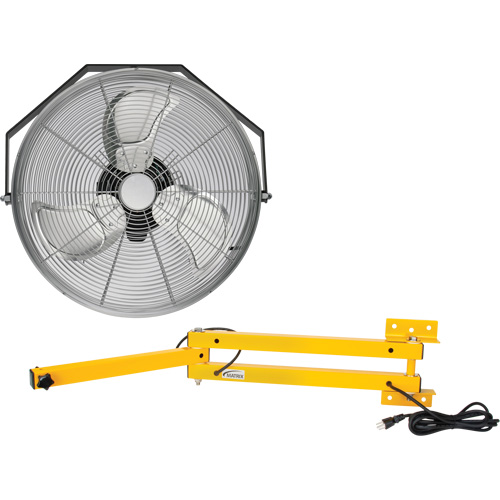 Trousse de ventilateur pour poste de travail industriel avec bras double verrouillable, Dia 18", 3 vitesses Oxymax Inc