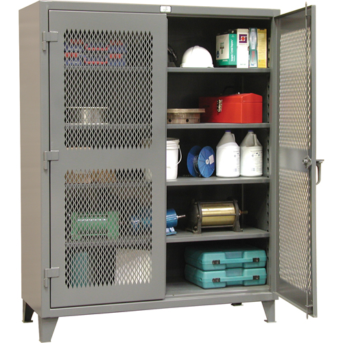 Heavy-Duty Ventilated Storage Cabinets, 4 Shelves, 72" H x 60" W x 24" D, Steel, Grey Oxymax Inc