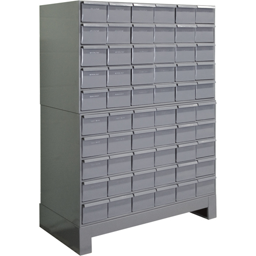 Industrial Drawer Cabinets With Base, 60 Drawers, 34-1/8" W x 12-1/4" D x 48-1/8" H, Grey Oxymax Inc