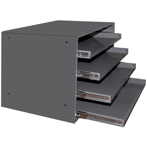 Casiers pour boîtes &agrave; compartiments, Acier, 4 compartiments, 20" la x 15-3/4" p, 15" h, Gris Oxymax Inc