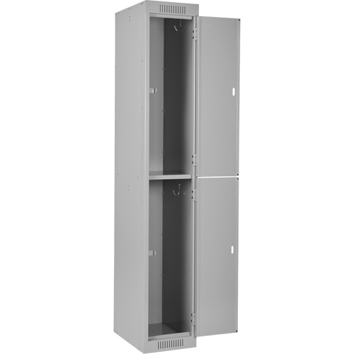 Clean Line Lockers, 2 -tier, Bank of 4, 48" x 18" x 72", Steel, Grey, Rivet (Assembled) Oxymax Inc
